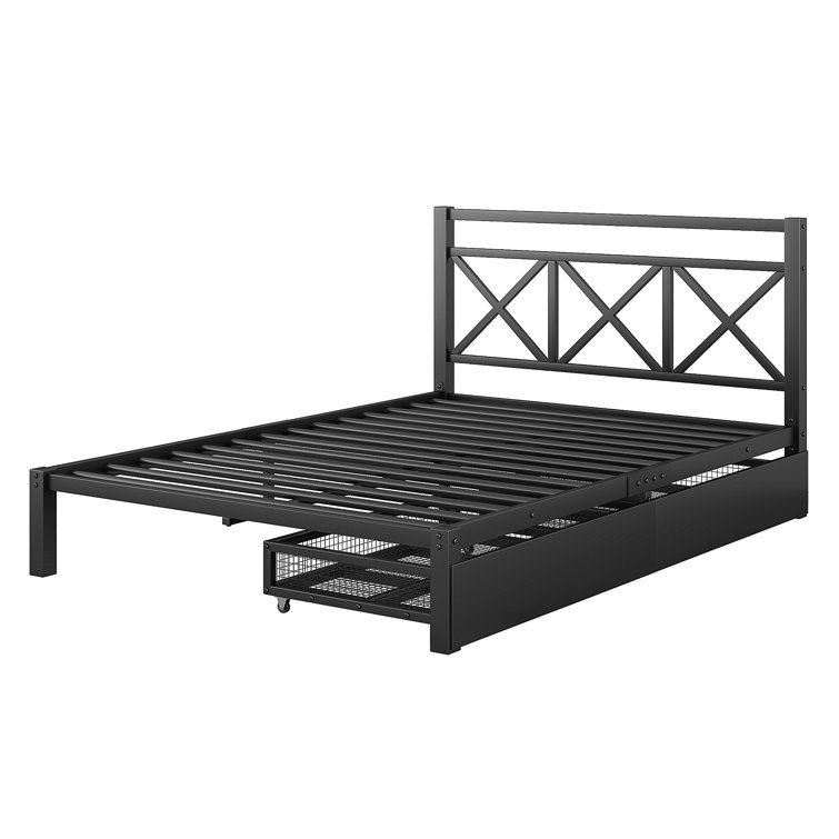 Gracie Oaks Silia Metal Storage Bed Wayfair